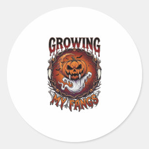 Growing Fangs Vampire Pumpkin Ghost Bats Skulls Classic Round Sticker