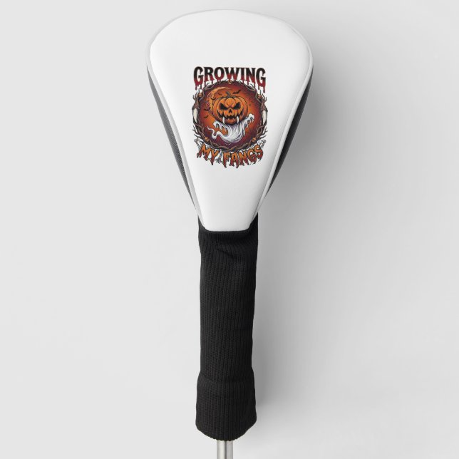 Growing Fangs Vampire Pumpkin Ghost Bats Skulls Golf Head Cover (Front)