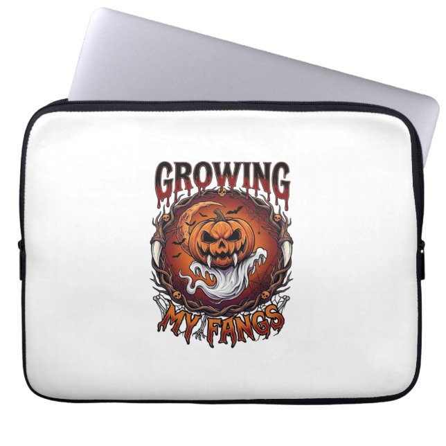 Growing Fangs Vampire Pumpkin Ghost Bats Skulls Laptop Sleeve (Front)