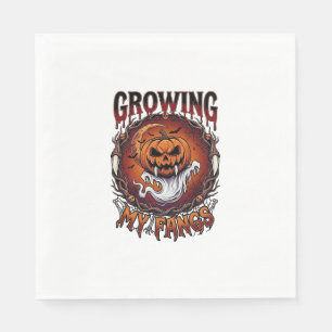 Growing Fangs Vampire Pumpkin Ghost Bats Skulls Napkin