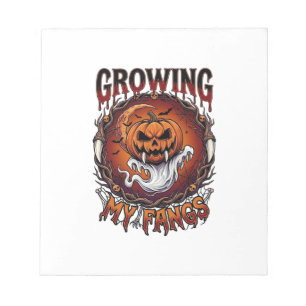Growing Fangs Vampire Pumpkin Ghost Bats Skulls Notepad