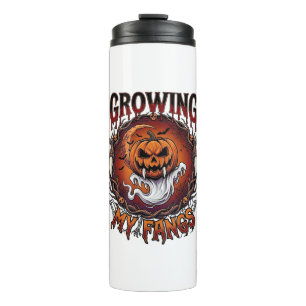 Growing Fangs Vampire Pumpkin Ghost Bats Skulls Thermal Tumbler