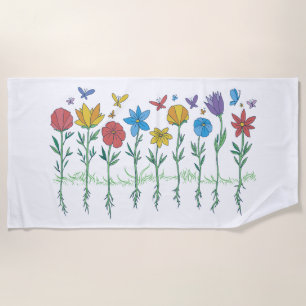 Growing flowers design beach towel