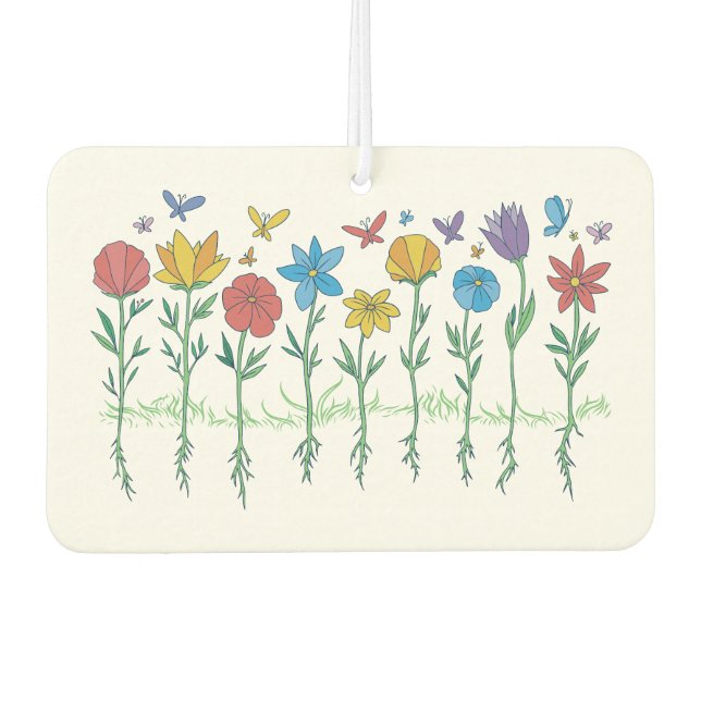 Growing flowers design car air freshener (Front)