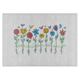 Growing flowers design cutting board