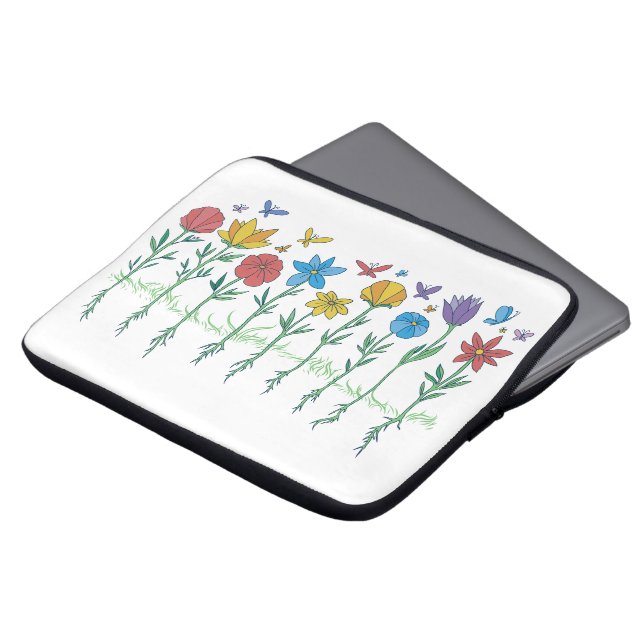 Growing flowers design laptop sleeve (Front Top)