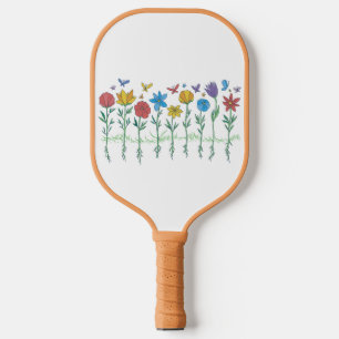 Growing flowers design pickleball paddle