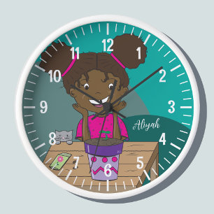 Growing Girl Green Personalised Wall Clock