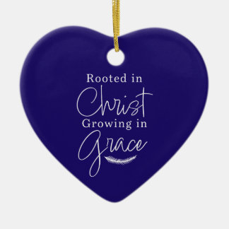 Growing in Grace Blue and White Heart Christmas Ceramic Tree Decoration