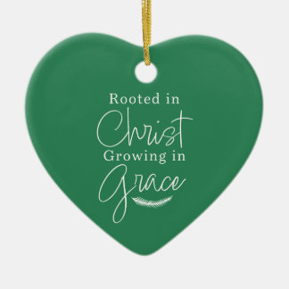 Growing in Grace Green and White Heart Christmas Ceramic Tree Decoration