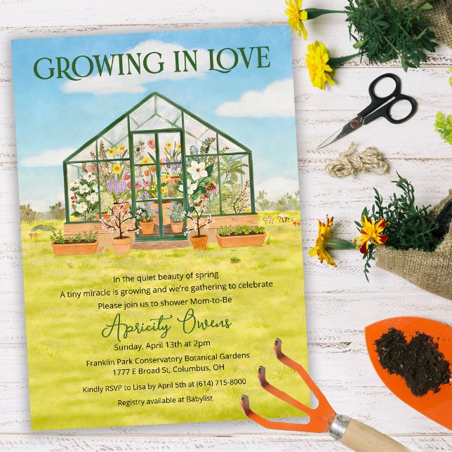 Growing in Love Greenhouse Baby Shower Invitation (Creator Uploaded)