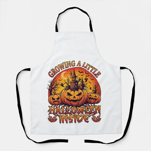 Growing Little Halloween Inside Pumpkins Haunted C Apron (Front)