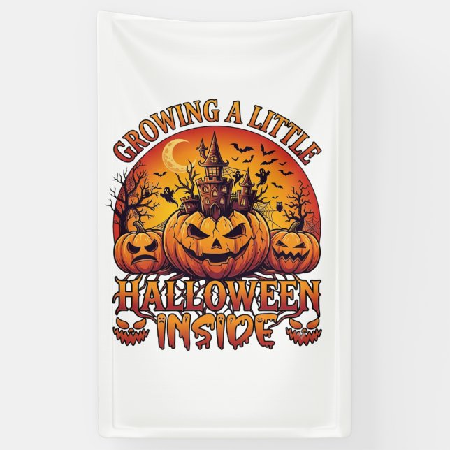 Growing Little Halloween Inside Pumpkins Haunted C Banner (Vertical)
