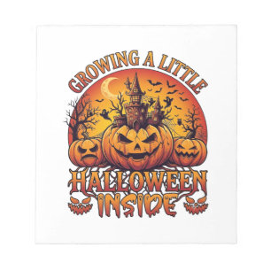 Growing Little Halloween Inside Pumpkins Haunted C Notepad