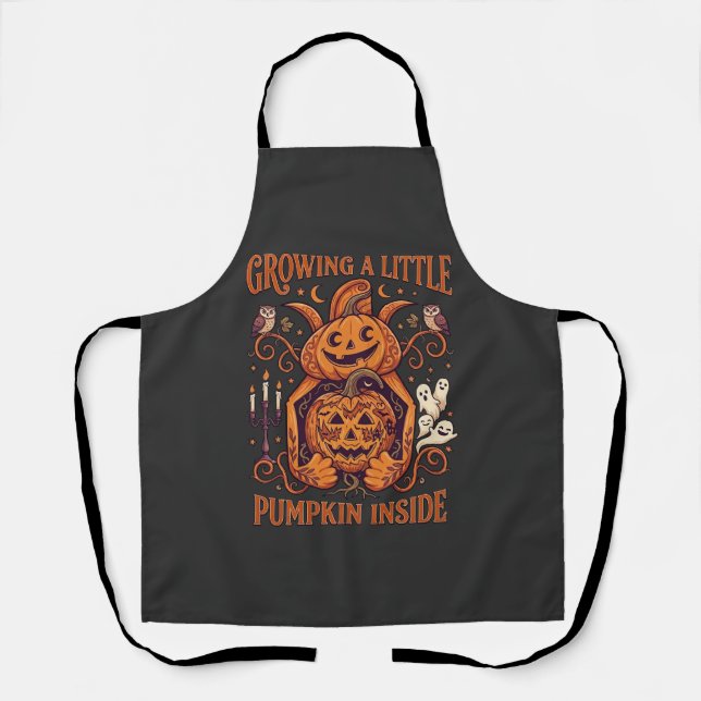 Growing Little Pumpkin Inside Halloween Pumpkins G Apron (Front)
