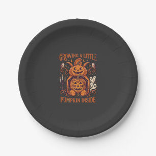 Growing Little Pumpkin Inside Halloween Pumpkins G Paper Plate