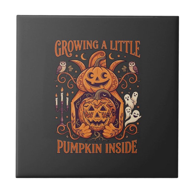 Growing Little Pumpkin Inside Halloween Pumpkins G Tile (Front)