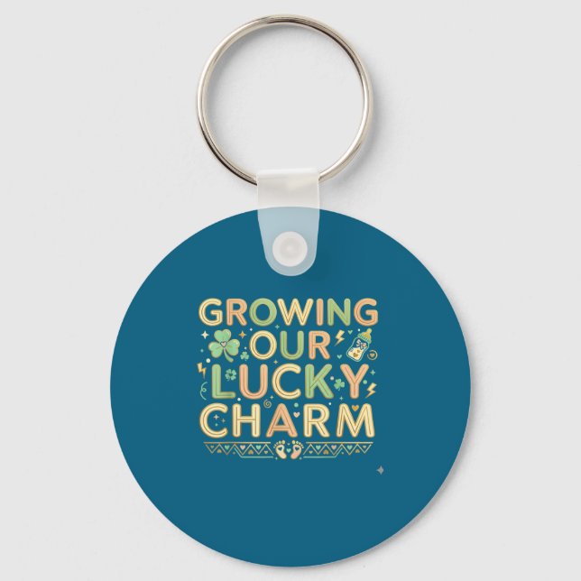 Growing lucky charm st patricks day twins pregnanc key ring (Front)