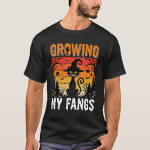 Growing My Fangs Halloween Black Cat T-Shirt