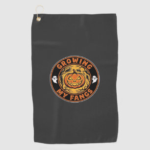 Growing My Fangs Halloween Pumpkin Ghost Design_1 Golf Towel