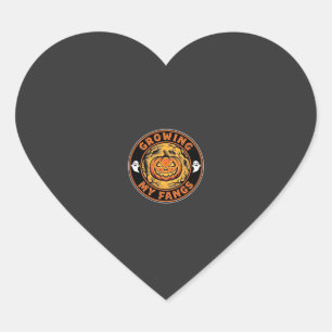 Growing My Fangs Halloween Pumpkin Ghost Design_1 Heart Sticker