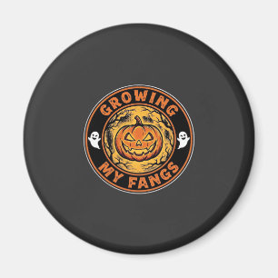 Growing My Fangs Halloween Pumpkin Ghost Design_1 Magnet