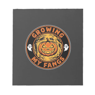 Growing My Fangs Halloween Pumpkin Ghost Design_1 Notepad