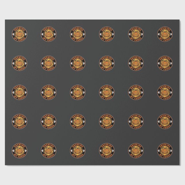 Growing My Fangs Halloween Pumpkin Ghost Design_1 Wrapping Paper (Flat)