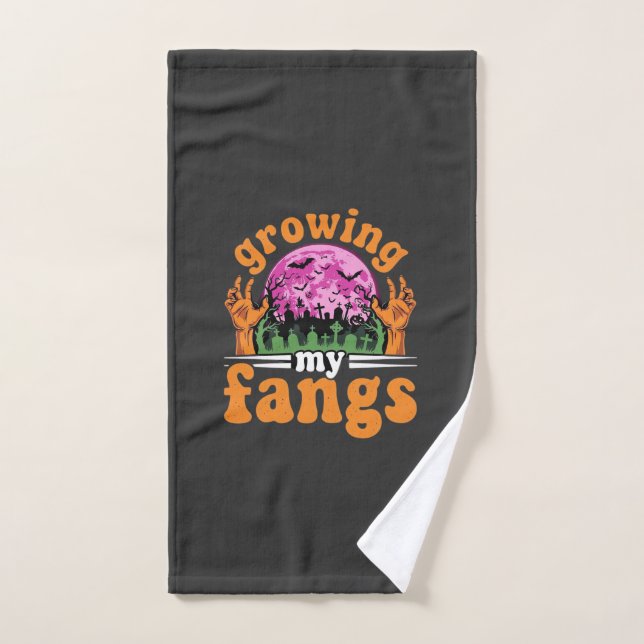 Growing My Fangs Halloween Vampire Design_1 Hand Towel (Hand Towel)