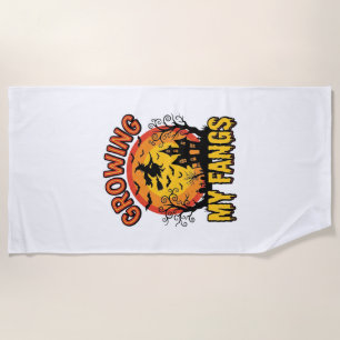 Growing My Fangs Vintage Halloween Vampire Shirt_1 Beach Towel