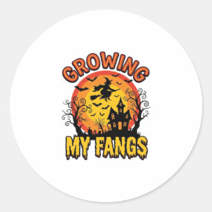 Growing My Fangs Vintage Halloween Vampire Shirt_1 Classic Round Sticker