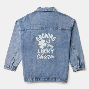 Growing My Lucky Charm St. Patrick's Day Pregnancy Denim Jacket