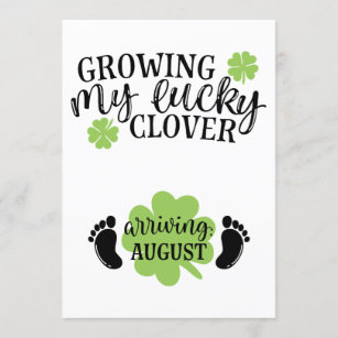 Growing My Lucky Clover Arriving August St Patrick Invitation