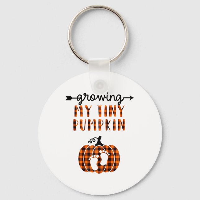 Growing My Tiny Pumpkin Thanksgiving Pregnancy Ann Key Ring (Front)