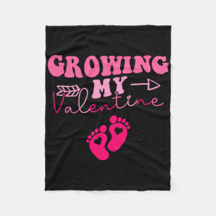 Growing My Valentine Cute Pregnancy Announcement _ Fleece Blanket