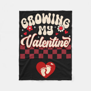 Growing My Valentine New Mom Valentines Pregnancy Fleece Blanket
