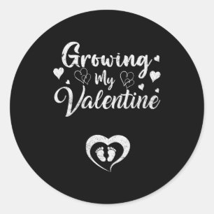 Growing My Valentine Pregnancy New Mom Valentines  Classic Round Sticker