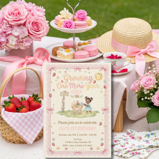 Growing One More Year Older Black girl Birthday  Invitation