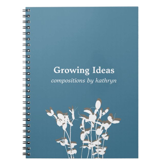 Growing plant modern blue idea notes journal (Front)