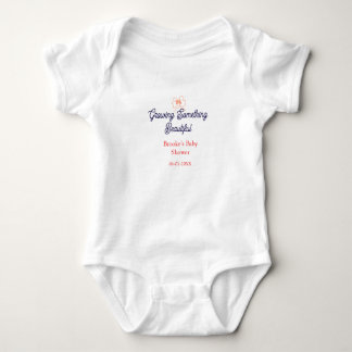 growing something beautiful peach bow baby shower  bodysuit