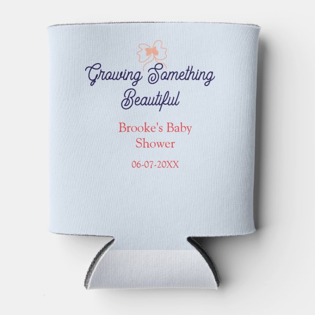 growing something beautiful peach bow baby shower  can cooler (Front)