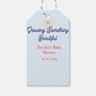 growing something beautiful peach bow baby shower  gift tags