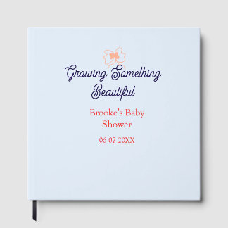 growing something beautiful peach bow baby shower  guest book