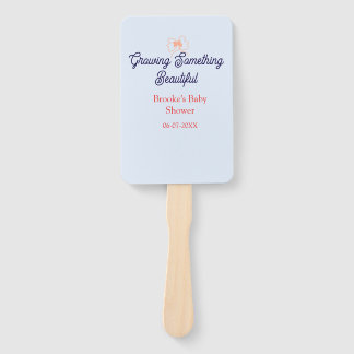 growing something beautiful peach bow baby shower  hand fan