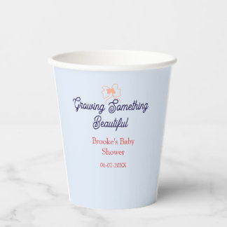 growing something beautiful peach bow baby shower  paper cups