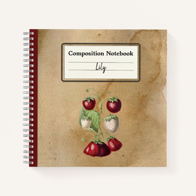 Growing Strawberries Personalised Composition Notebook (Front)