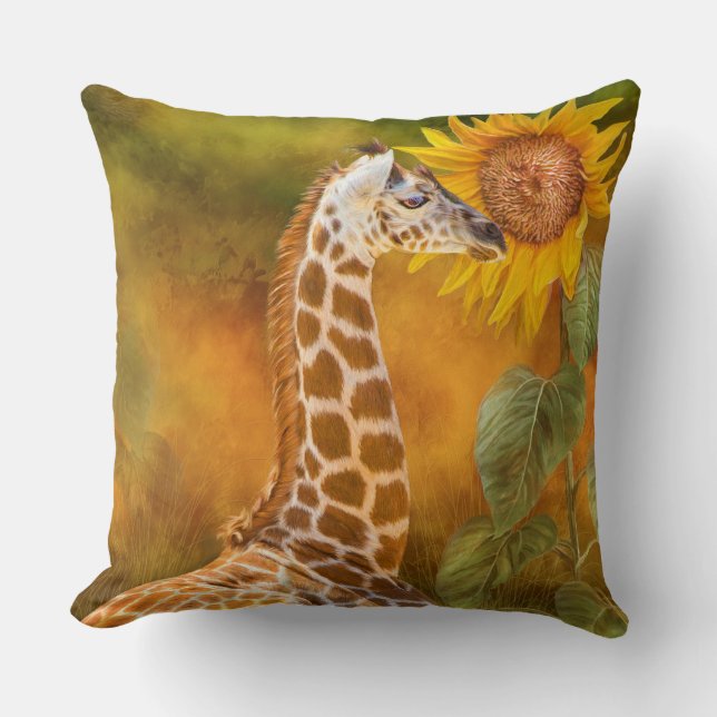 Growing Tall - Giraffe Art Decorator Pillow (Front)