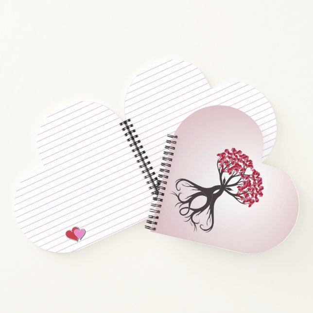 Growing Together with Love Heart-shaped Notebook (Inside)