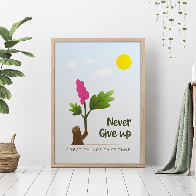 Growing tree with motivational text. poster (Creator Uploaded)