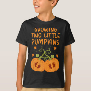 Growing Two Little Pumpkins Twin Halloween Fall Pr T-Shirt